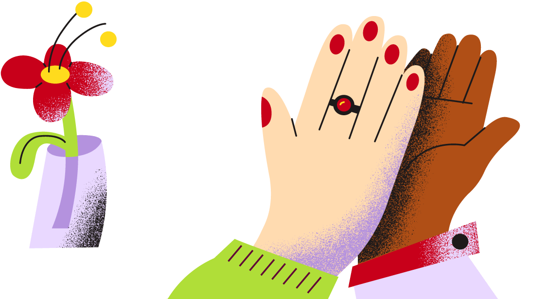 ハイタッチをする2人の手のひら